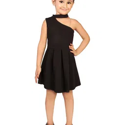 ADDYVERO Girls One Shoulder Sleeveless Pleated Fit & Flare Dress-picture-15