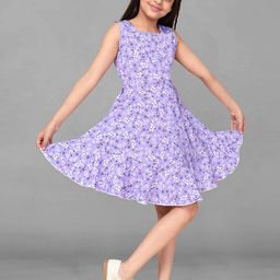 BAESD Floral Print Ruffled Crepe Fit & Flare Dress-picture-22