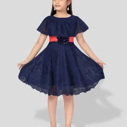 BAESD Girls Net Fit & Flare Flared Sleeve Dress-image-8