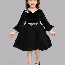 Pink Chick Girls Applique Bell Sleeves Net Fit & Flare Dress-picture-17