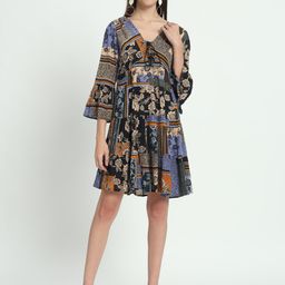 VELDRESS Floral Print Bell Sleeve A-line Dress-image-58