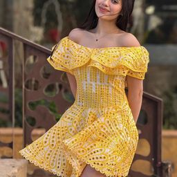 Alamode By Akanksha Print Off-Shoulder Bell Sleeve Fit & Flare Dress-picture-34