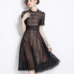 JC Collection Self Design Fit & Flare Dress-image-64