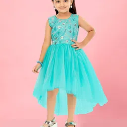 Aarika Girls Embellished Round Neck Gathered Fit & Flare Dress-image-87