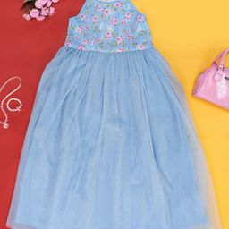 Pantaloons Junior Girls Floral Printed Halter Neck Fit & Flare Dress-image-36