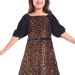 Hola Bonita Girls EmbellishedSequined Fit & Flare Dress Comes with a belt-image-73