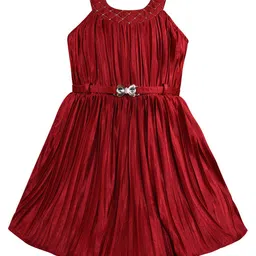 Wish Karo Girls Striped Sleeveless Satin Fit & Flare Dress-picture-23