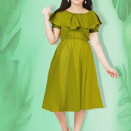KAARIGARI Girls Puff Sleeves Fit & Flare Dress-image-77