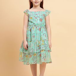 YK Girls Floral Printed Fit & Flare Dress-image-34