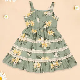 CUTECUMBER Girls Floral Print Fit & Flare Dress-image-9