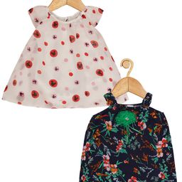 Creative Kids Pack of 2 Infant Girls Floral Printed Cap Sleeve A-Line Dress-image-70