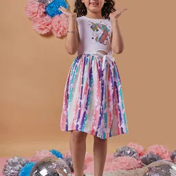 pspeaches Girls Graphic Printed Fit & Flare Dress-image-36