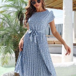 StyleCast Blue & White Floral Print Fit & Flare Dress-picture-32