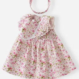 StyleCast Girls Pink & White Floral Printed Sleeveless Ruffles Fit & Flare Dress-image-57