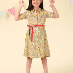 Fabindia Girls Floral Printed Cotton A-Line Dress-image-85