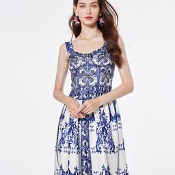 JC Collection Floral Printed Round Neck Sleeveless Fit & Flare Dress-image-37