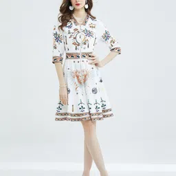 JC Collection Ethnic Motifs Printed Gathred Or Pleated Fit & Flare Dress-picture-49
