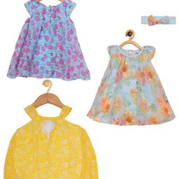 Creative Kids Infants Girls Pack Of 3 Floral Printed Romper A-Line Dress-image-18