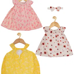 Creative Kids Infants Girls Pack Of 3 Floral Printed Fit & Flare A-Line Romper Dress-picture-15