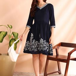 HIVA TRENDZ Women Floral Embroidered Fit and Flare Dress-picture-14