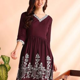 HIVA TRENDZ Women Floral Embroidered Fit & Flare Dress-image-77