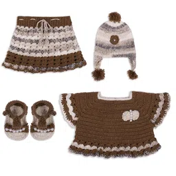 WINDROP SOLUTIONS Girls Self Design Woollen Top With Skirt-image-34