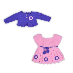 WINDROP SOLUTIONS Girls Self Design Woollen Fit & Flare Dress With Jacket-image-46