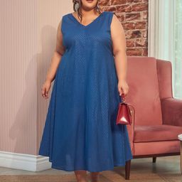 NANGALIA RUCHIRA Women Cobalt V-Neck Maxi Dress-image-8