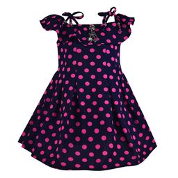 Wish Karo Girl's Navy Blue & Pink Cotton Dress-picture-12