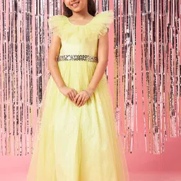 pspeaches Girls Embellished Flutter Sleeve Gown Dress-image-48