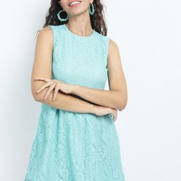 Tokyo Talkies Teal Green Floral Lace Mini Dress-image-33