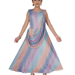 BAESD Girls Colourblocked A-Line Maxi Dress-image-80