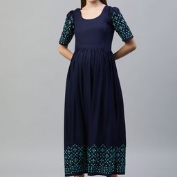 Swishchick Embroidered Maternity Fit & Flare Maxi Dress-image-47