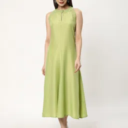R&B Keyhole Neck Sleeveless A-Line Midi Dress-picture-1