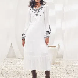 SALT ATTIRE Long Sleeves A-Line Midi Dress-image-56