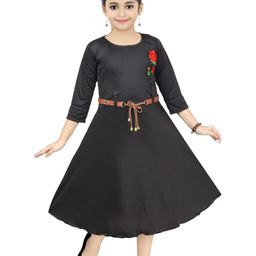 BAESD Girls A-Line Midi Dress With Belt-image-55