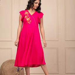 Indi INSIDE Embroidered A-Line Midi Dress-image-94