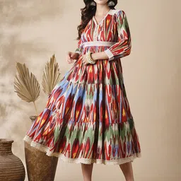 FASHOR Abstract Print A-Line Midi Dress-picture-17