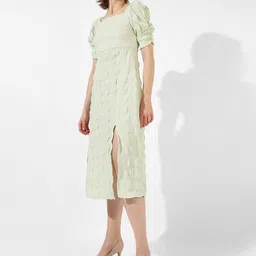 Campus Sutra Puff Sleeve A-Line Midi Dress-picture-20