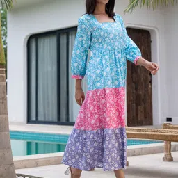 Yufta Floral Print Puff Sleeve A-Line Midi Dress-image-29