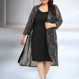 wild U Plus Size Sequined A-Line Dress With Shrug-image-43