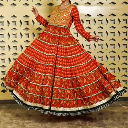AKS Couture Ethnic Motifs Printed Cotton Fit & Flare Maxi Ethnic Dress-image-81