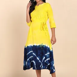 Maaesa Tie and Dye Smocked A-Line Midi Dress-image-55