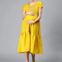 NIGHTSPREE Striped Maternity Fit & Flare Midi Dress-picture-13