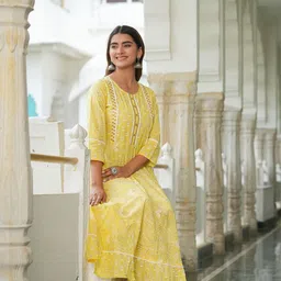 IKRASS Floral Printed Embroidered Fit and Flare Midi Dress-image-36