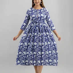 SHOOLIN Women Floral Print A-Line Midi Dress-picture-25
