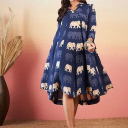 InWeave Conversational Printed Fit & Flare Dress-image-43