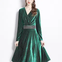 JC Collection Self Design A-Line Midi Dress-image-9