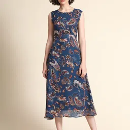 TOOCHKI Paisley Printed Georgette A-Line Midi Dress-15
