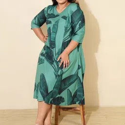 Amydus Plus Size Print A-Line Midi Dress-image-22